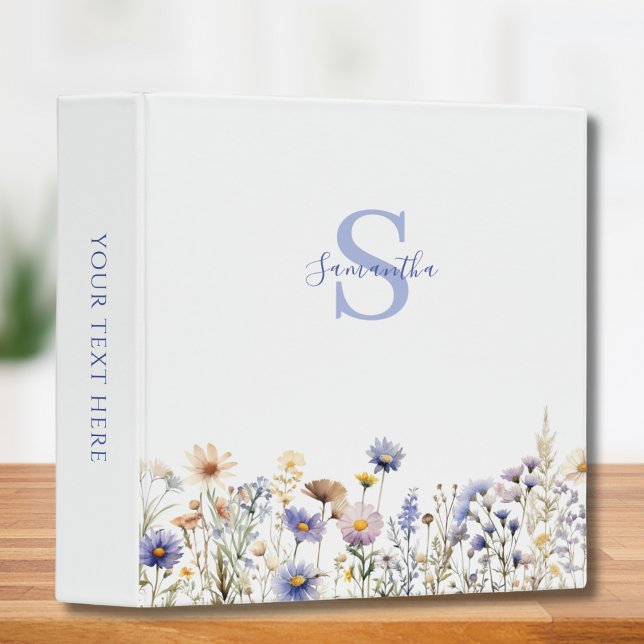Blue Wildflower Personalized 3 Ring Binder (Creator Uploaded)