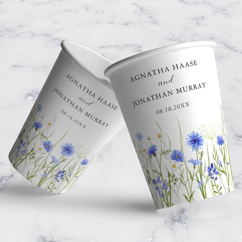 Blue Wildflower Personalized Paper Party Cup