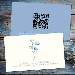 Blue Wildflower QR Code Bridal Shower Registry Enclosure Card