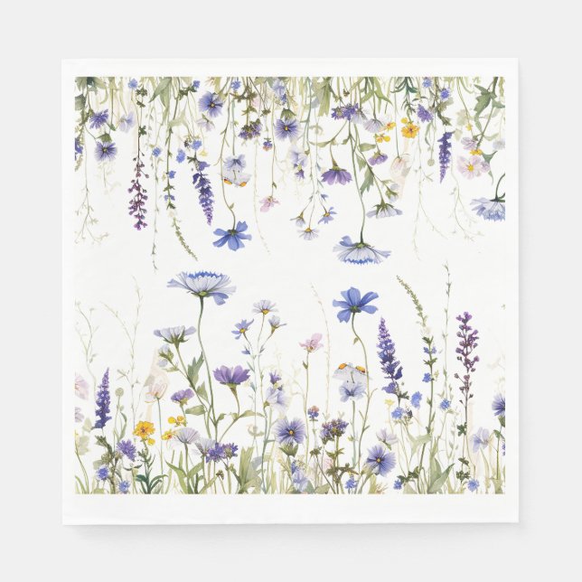 Blue Wildflower Regency Bridal Collection Napkins (Front)