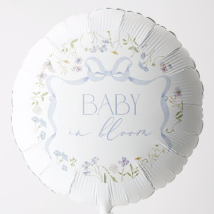 Blue Wildflower ribbon Bow baby shower Balloon