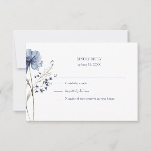 Blue Wildflower RSVP Card with Addressed Back