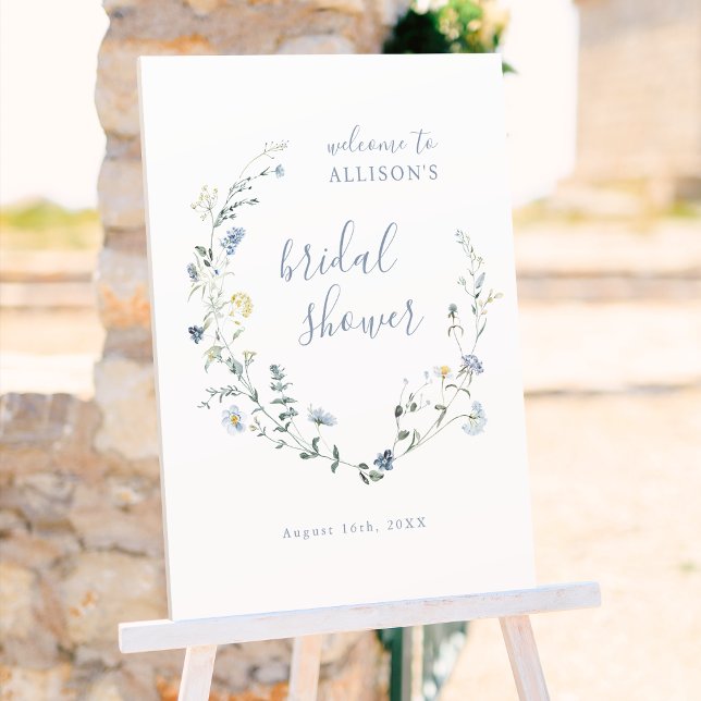 Blue Wildflower Rustic Boho Bridal Shower Welcome Foam Board (Blue Wildflower Rustic Boho Bridal Shower Welcome Foam Board)