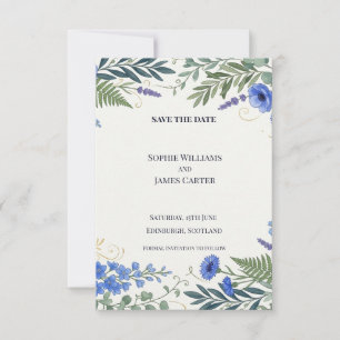 Blue Wildflower Save The Date Card