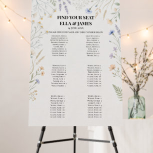 Blue Wildflower Seating Chart Sign