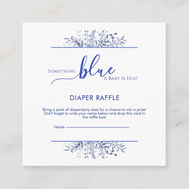 Blue Wildflower Something Blue Diaper Raffle  Enclosure Card (Front)