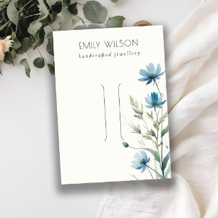 Blue Wildflower Watercolor Hairpin Jewelry Display Business Card