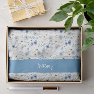 Blue Wildflower Watercolor Tissue Paper