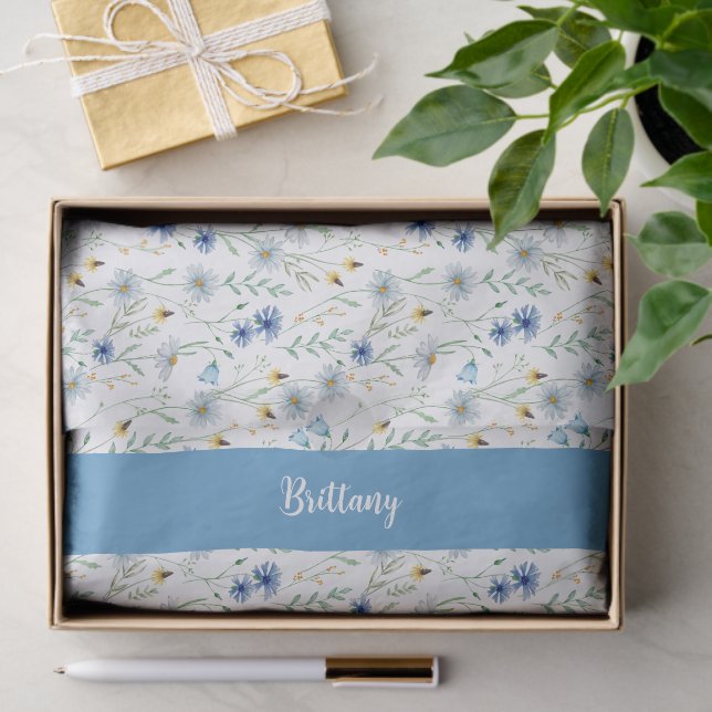 Blue Wildflower Watercolor Tissue Paper (Gift)