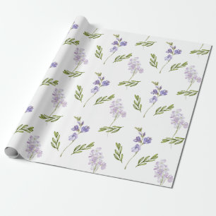 Blue Wildflower Watercolor Wrapping Paper