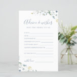 Blue Wildflower wedding advice & wishes card<br><div class="desc">These advice & wishes cards are sweet keepsakes for the bride and couple, features elegant delicate watercolor wildflower and stylish modern script, Pastel palettes of soft yellow, off white, sage green, dusty blue, and botanical greenery, simple and romantic. great for rustic country party, modern boho bridal shower, botanical garden wedding...</div>