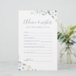 Blue Wildflower wedding advice & wishes card<br><div class="desc">These advice & wishes cards are sweet keepsakes for the bride and couple, features elegant delicate watercolor wildflower and stylish modern script, Pastel palettes of soft yellow, off white, sage green, dusty blue, and botanical greenery, simple and romantic. great for rustic country party, modern boho bridal shower, botanical garden wedding...</div>