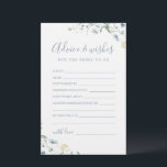 Blue Wildflower wedding advice & wishes card<br><div class="desc">These advice & wishes cards are sweet keepsakes for the bride and couple, features elegant delicate watercolor wildflower and stylish modern script, Pastel palettes of soft yellow, off white, sage green, dusty blue, and botanical greenery, simple and romantic. great for rustic country party, modern boho bridal shower, botanical garden wedding...</div>