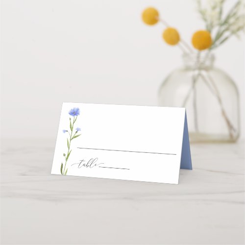 Blue Wildflower Wedding Guest Escort Place Card