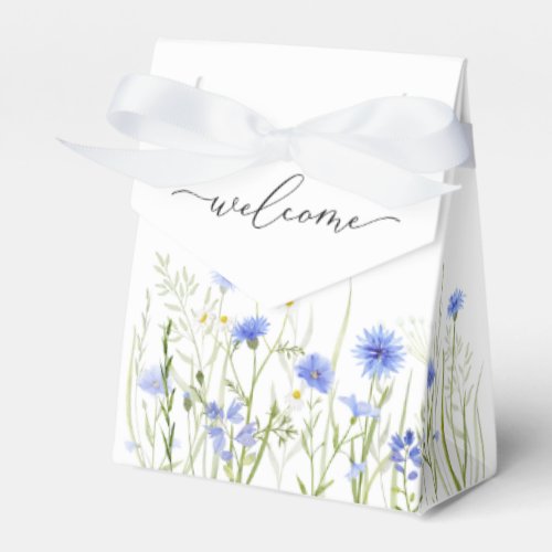 Blue Wildflower Wedding Guest Welcome  Favor Boxes