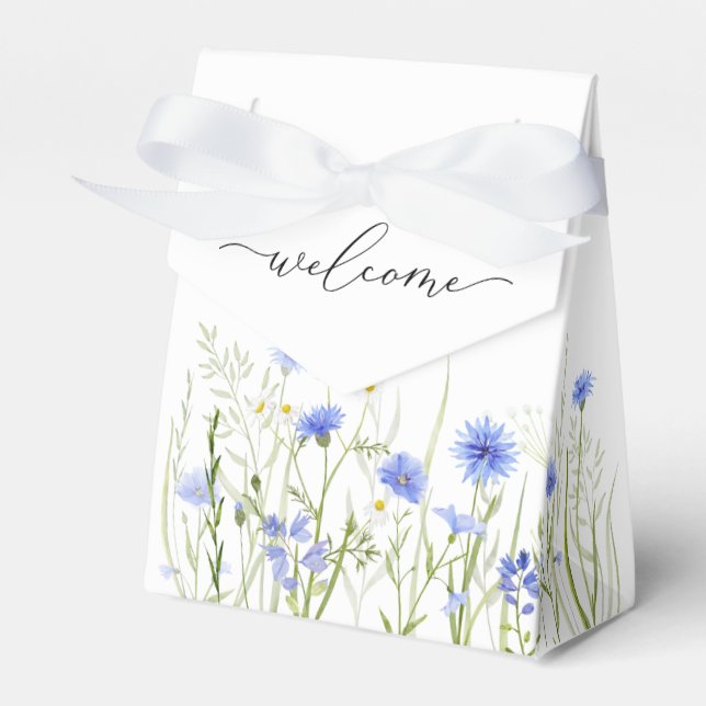 Blue Wildflower Wedding Guest Welcome  Favor Boxes (Front Side)