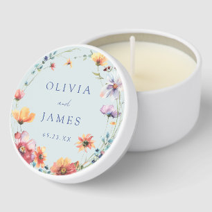 Blue Wildflower Wedding Mini Candle Favors