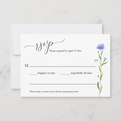 Blue Wildflower Wedding Rsvp Enclosure Card