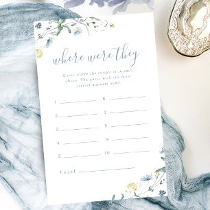Blue Wildflower where were they bridal shower game