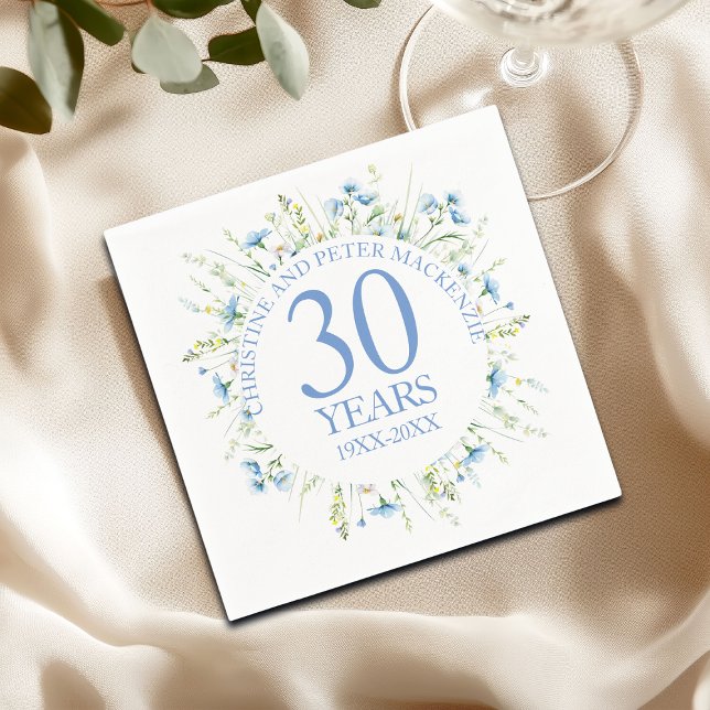 Blue Wildflowers Any Wedding Anniversary Year Napkins (Creator Uploaded)