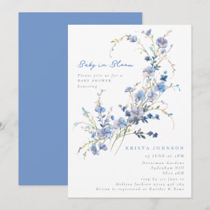 Blue Wildflowers Baby in  Bloom Baby Shower Invitation