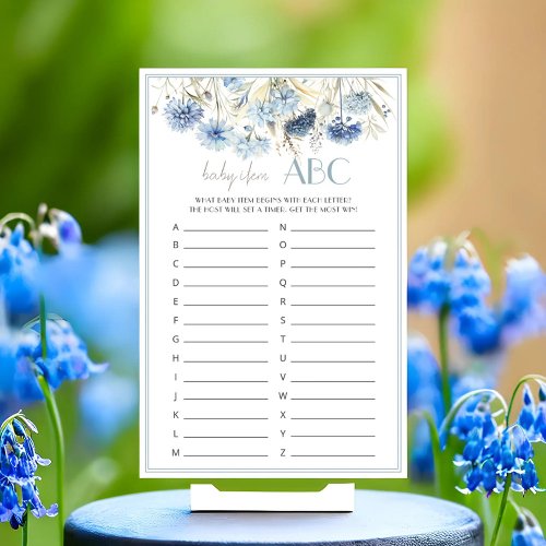 Blue Wildflowers Baby Shower Baby Item ABC Game