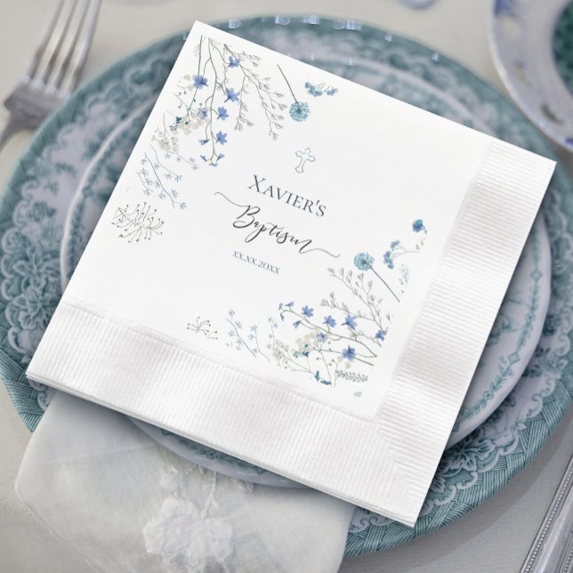 blue wildflowers Baptism Napkins (Creator Uploaded)