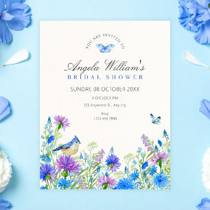 Blue wildflowers bridal shower invitation