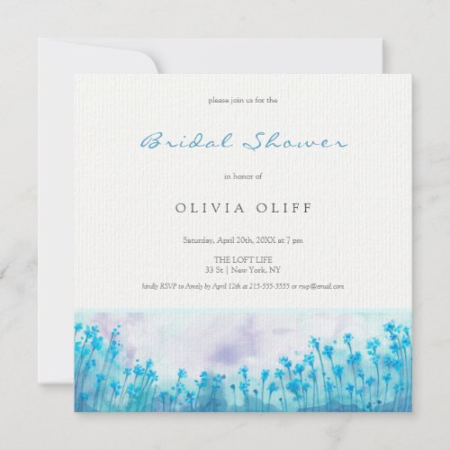 Blue Wildflowers Bridal Shower Invitation