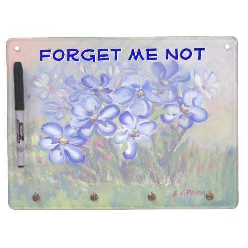 Blue Wildflowers in a Field Fine Art Painting Dry Erase Board With Keychain Holder