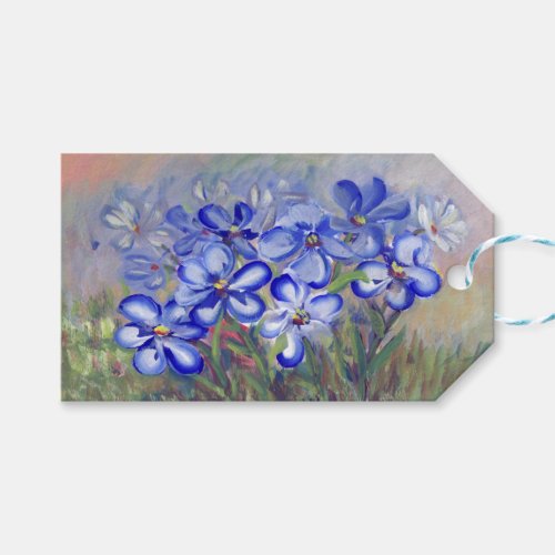 Blue Wildflowers in a Field Fine Art Painting Gift Tags