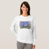 Blue Wildflowers in a Field Fine Art Painting T-Shirt (Front Full)