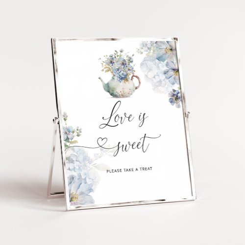 Blue wildflowers Love is sweet take a treat Poster