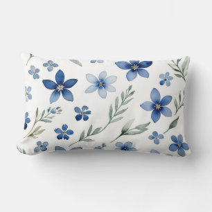 Blue Wildflowers Lumbar Pillow