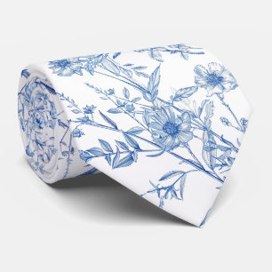 blue wildflowers neck tie