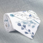 blue wildflowers neck tie<br><div class="desc">watercolor greenery foliage ties</div>