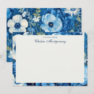 Blue Wildflowers Oil Painting Personalized Note Card