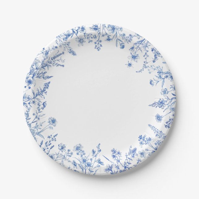 Blue Wildflowers Paper Plates (Front)