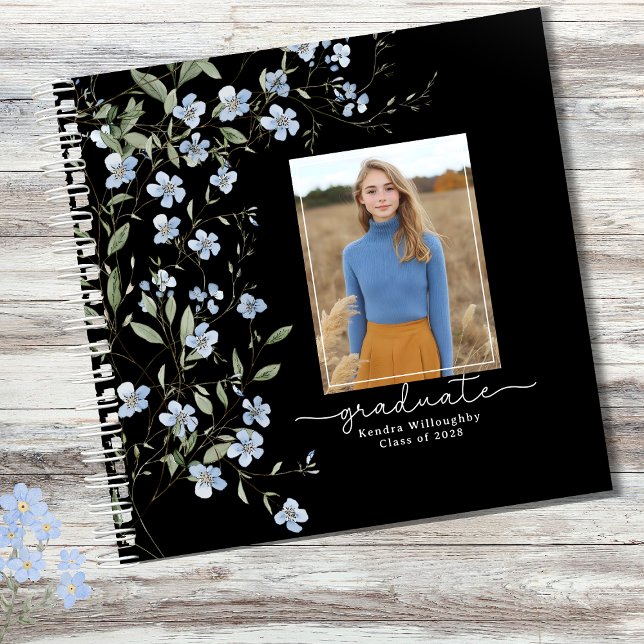 Blue Wildflowers Photo Graduation Guest Book (Creator Uploaded)