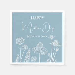 Blue Wildflowers Sketched Happy Mother’s Day  Napkins