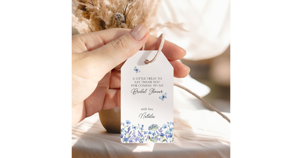 Blue Wildflowers Sweet Floral Bridal Shower Favor Gift Tags | Zazzle