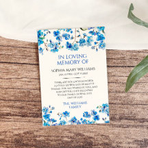 Blue Wildflowers Sympathy Memory Thank You Card