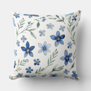 Blue Wildflowers Throw Pillow