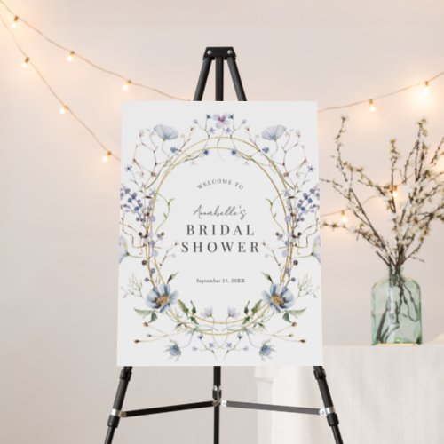 Blue Wildflowers Watercolor Bridal Shower Welcome Foam Board