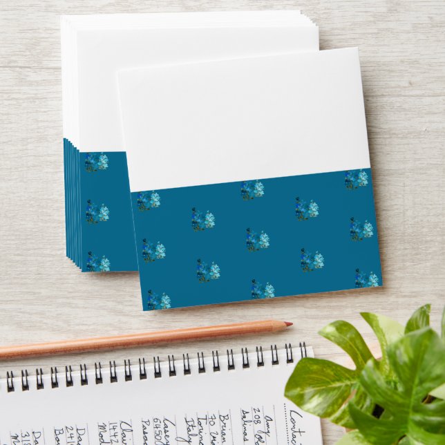 Blue Wildflowers Watercolor Floral Art Envelope (Stacked)