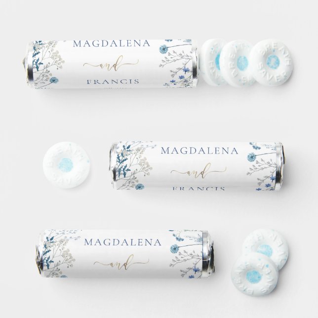 blue wildflowers wedding breath savers® mints (Assorted)