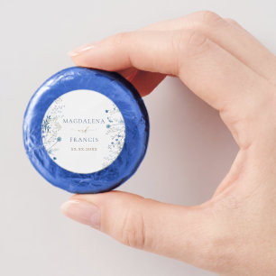blue wildflowers wedding dipped oreo cookie favors