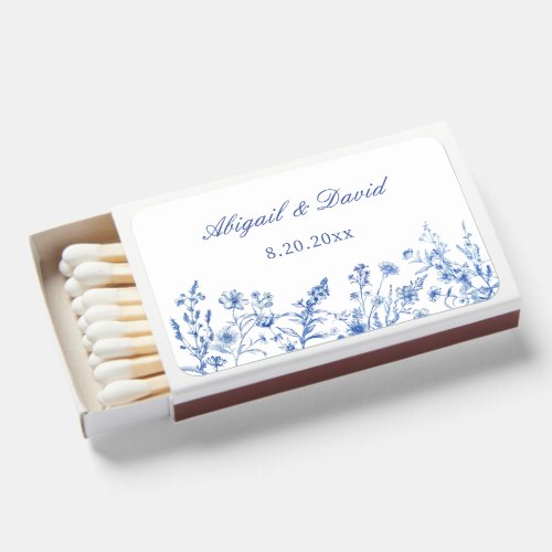 Blue Wildflowers Wedding Matchboxes