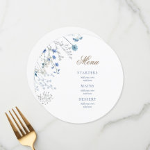 Blue wildflowers wedding Menu