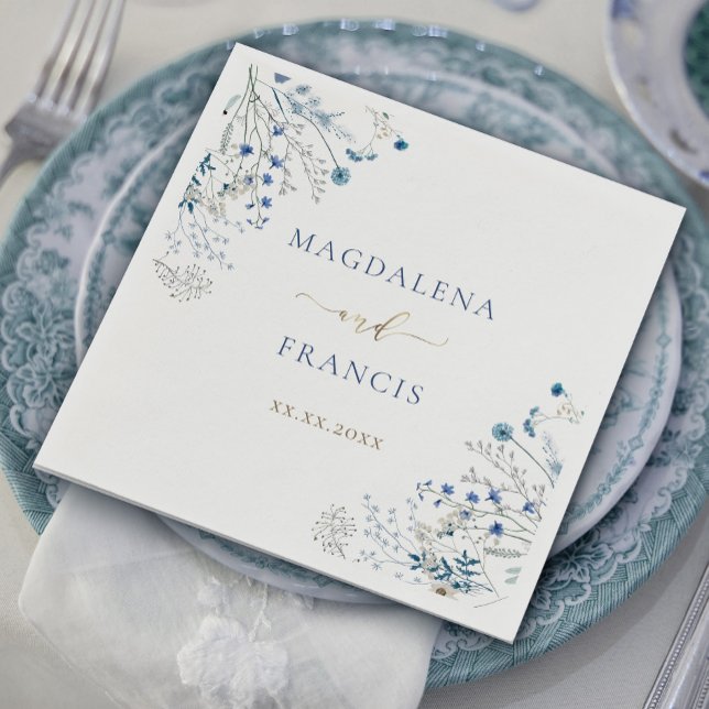 blue wildflowers wedding napkins (Creator Uploaded)